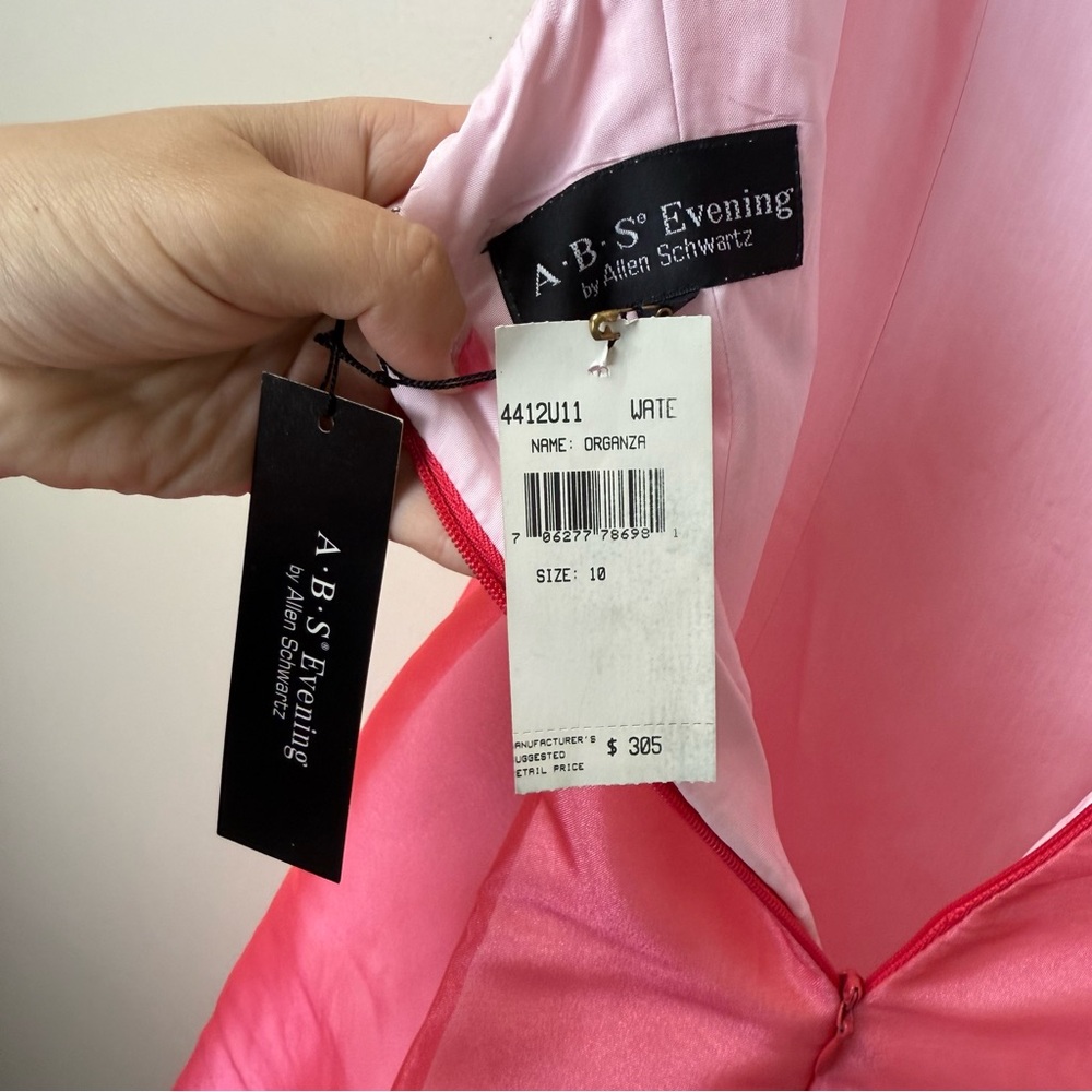 ABS by Allan Schwartz Iridescent Pink Evening Ball Gown Size 10 NWT Vintage Y2K - Picture 3 of 14